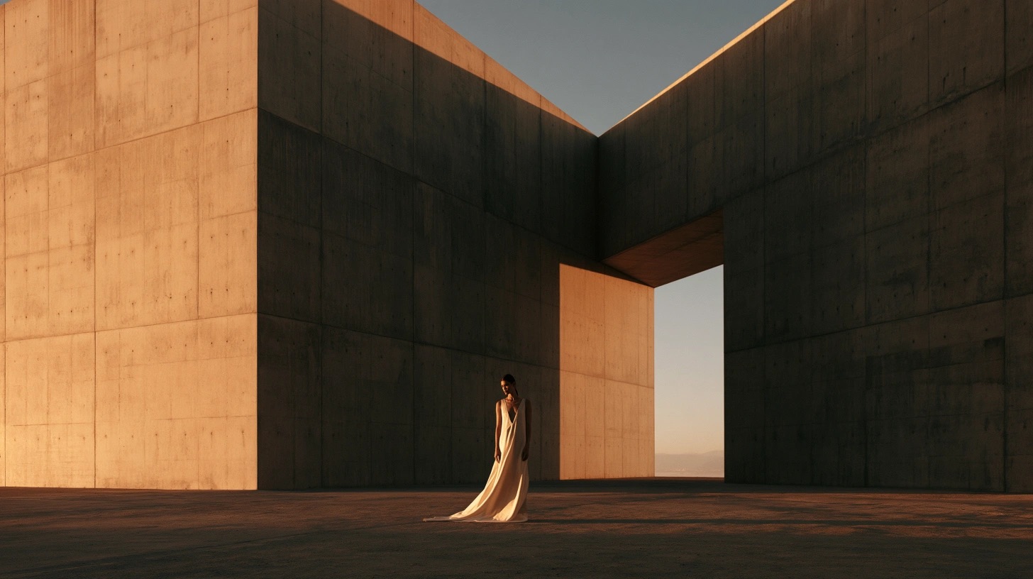Estudo de direção visual com arquitetura monumental, objetos e luz cinematográfica — quadro 5