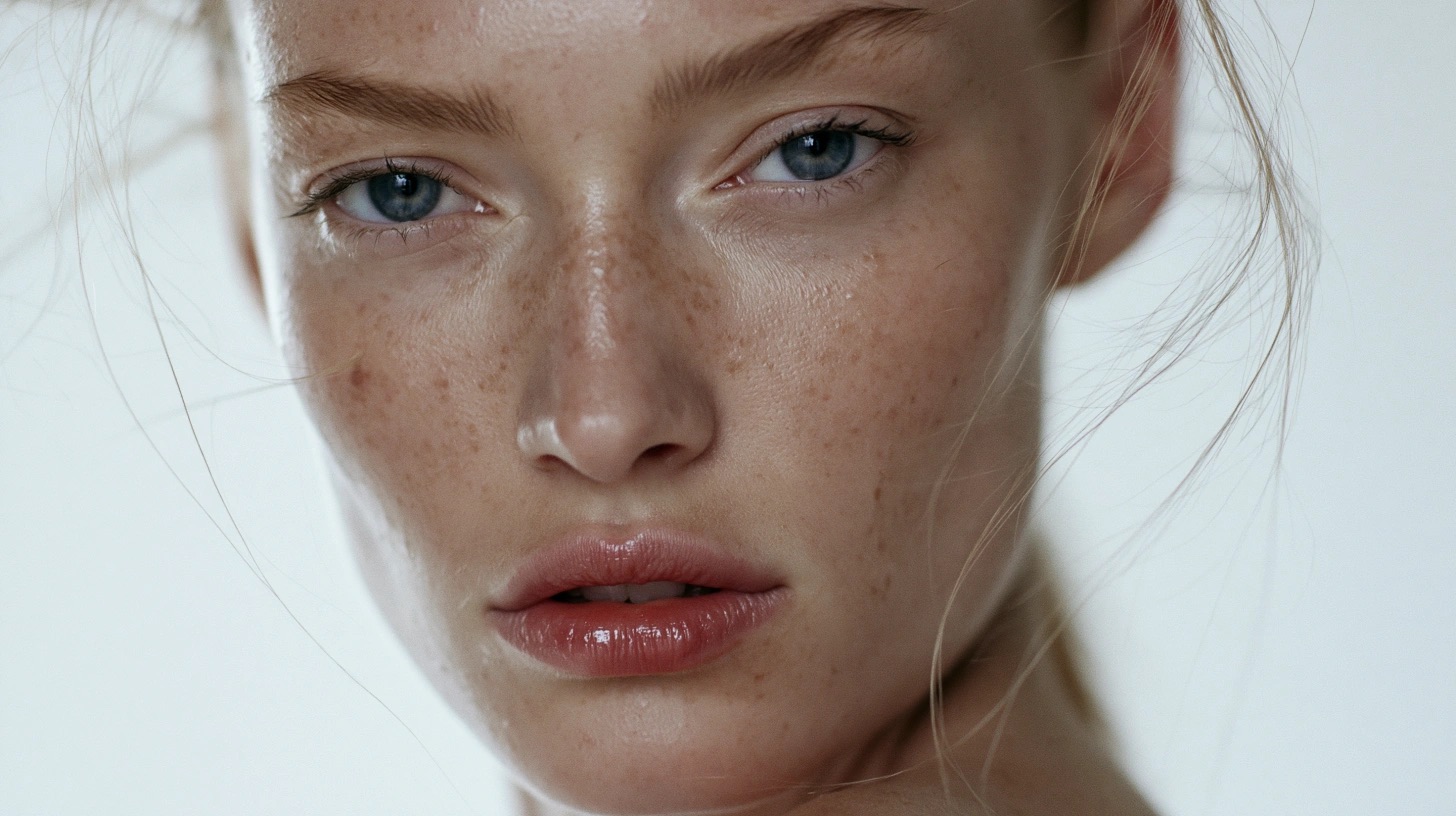 Retrato editorial em primeiro plano com pele natural e direção de beleza — quadro 5