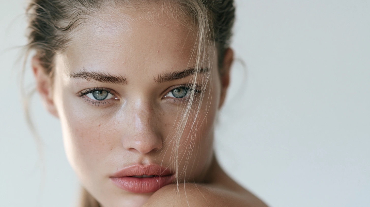 Retrato editorial em primeiro plano com pele natural e direção de beleza — quadro 7