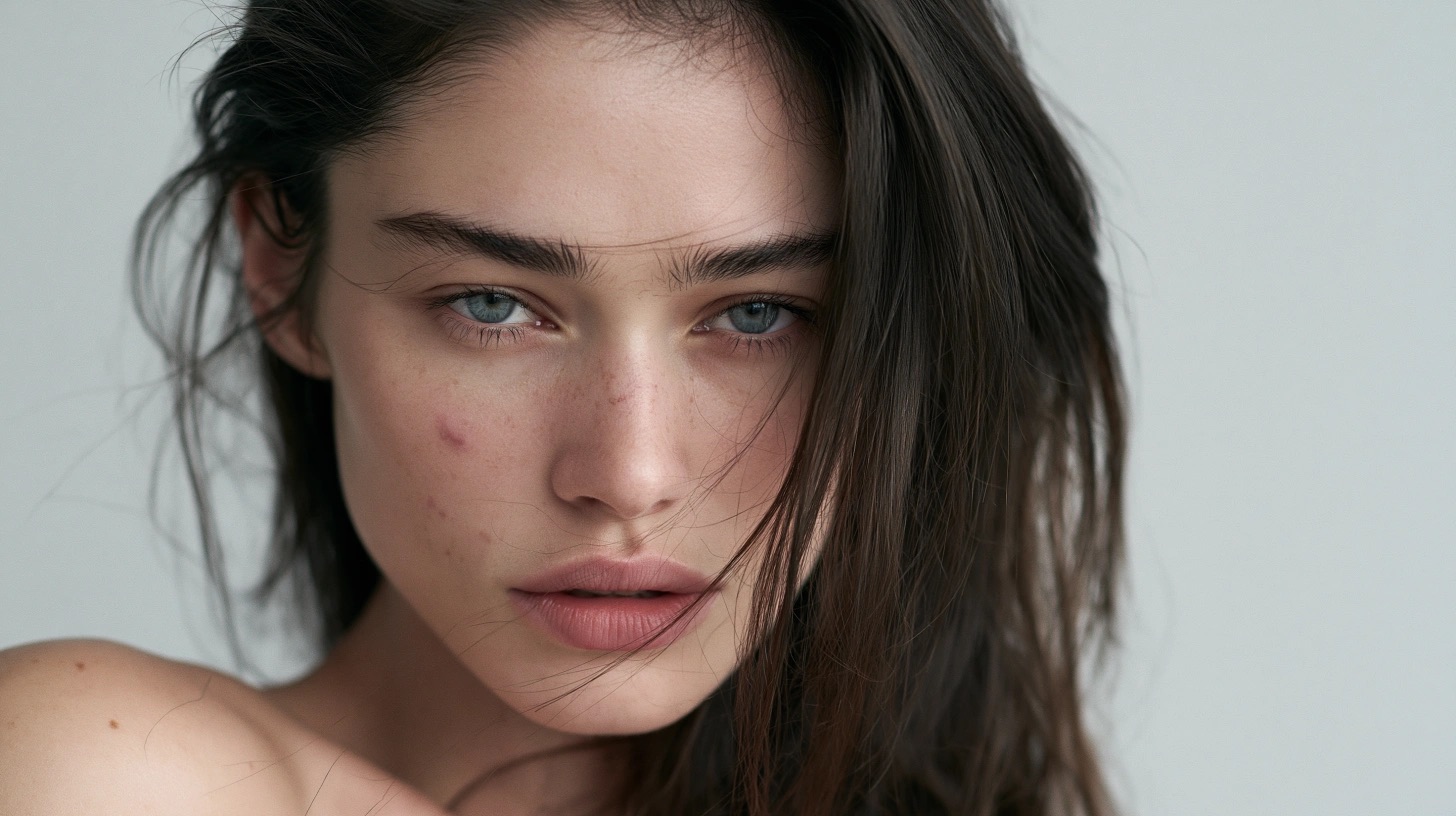 Retrato editorial em primeiro plano com pele natural e direção de beleza — quadro 11