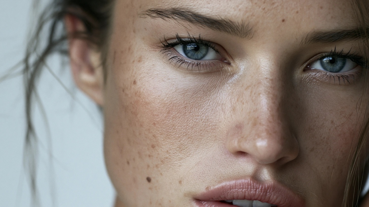Retrato editorial em primeiro plano com pele natural e direção de beleza — quadro 13