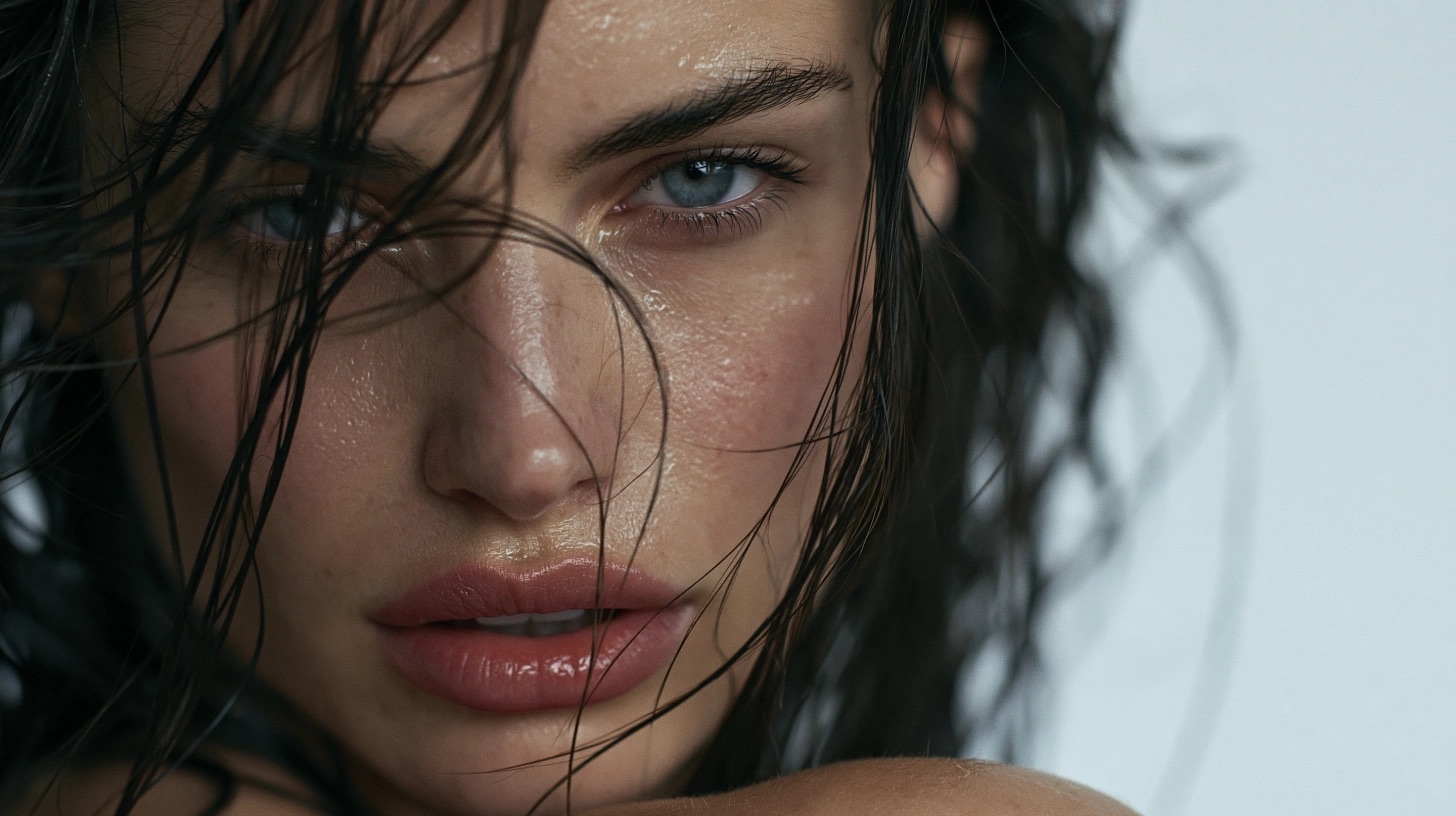 Retrato editorial em primeiro plano com pele natural e direção de beleza — quadro 16
